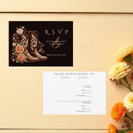 Westerne bloemen met cowboylaarzen RSVP kaartje