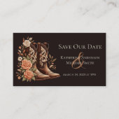 Westerne bloemen met cowboylaarzen visitekaartje (Voorkant)