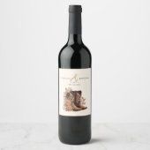 Westerne bloemen met cowboylaarzen wijn etiket (Voorkant)