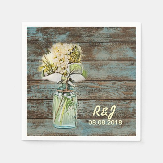 westerne Bloemen Schuur Houten Schuur Huwelijk Servetten (Voorkant)