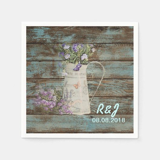  westerne Bloemschuur Hout Schuur Huwelijk Servetten (Voorkant)