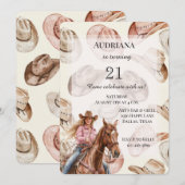 Westerne Blond Cowgirl Petten Verjaardag Kaart (Voorkant / Achterkant)