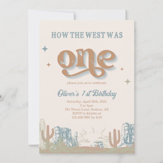 Westerne Blue Cowboy eerste verjaardag Kaart (Voorkant)