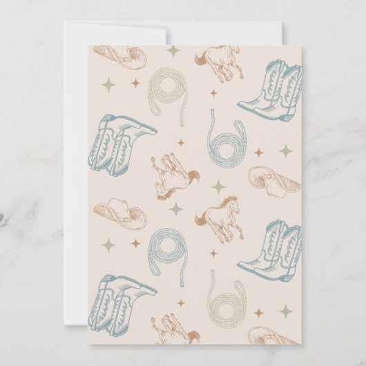 Westerne Blue Cowboy eerste verjaardag Kaart (Achterkant)