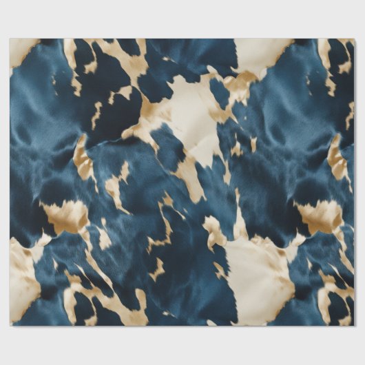 Westerne Blue Cream Gold Cowboy Cowgirl Koeienhuid Cadeaupapier (Vlak)