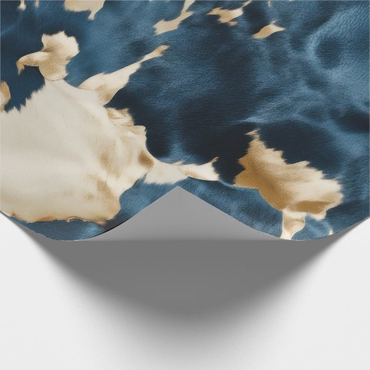 Westerne Blue Cream Gold Cowboy Cowgirl Koeienhuid Cadeaupapier (Hoek)