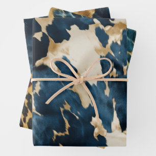 Westerne Blue Cream Gold Cowboy Cowgirl Koeienhuid Inpakpapier Vel