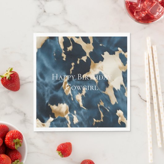 Westerne Blue Cream Gold Cowboy Cowgirl Koeienhuid Servet (Insitu)