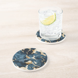 Westerne Blue Cream Gold Cowboy Cowgirl Koeienhuid Zandsteen Onderzetter