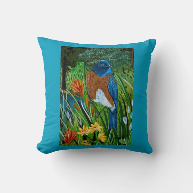 Westerne Bluebird Pillow Kussen (Voorkant)