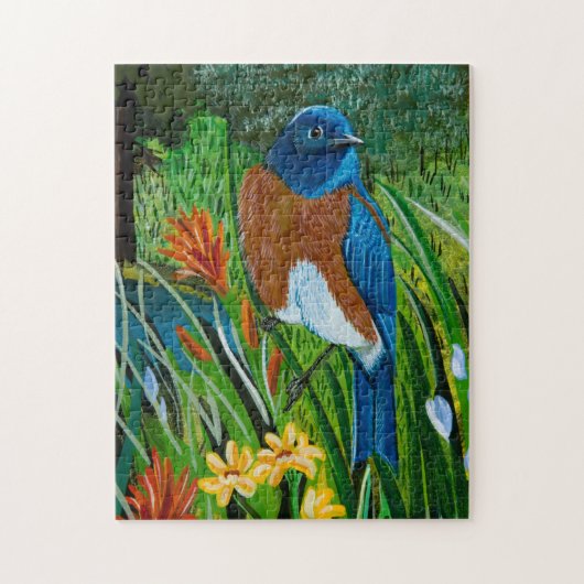 Westerne Bluebird Puzzle Legpuzzel (Verticaal)