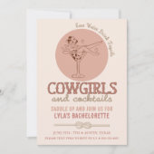 Westerne Blush Cowgirls en cocktails Bachelorette Kaart (Voorkant)