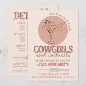 Westerne Blush Cowgirls en cocktails Bachelorette Kaart (Voorkant / Achterkant)