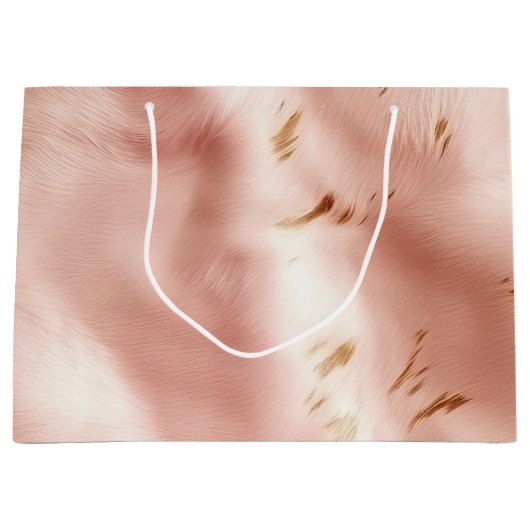 Westerne Blush Pink Faux Koeienhuid Verjaardag Groot Cadeauzakje (Voorkant)