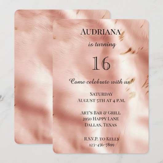 Westerne Blush Pink Faux Koeienhuid Verjaardag Kaart (Voorkant / Achterkant)