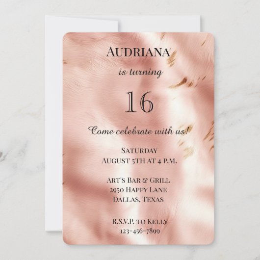 Westerne Blush Pink Faux Koeienhuid Verjaardag Kaart (Voorkant)