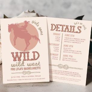 Westerne Blush Wild West Cowgirl Bachelorette Kaart
