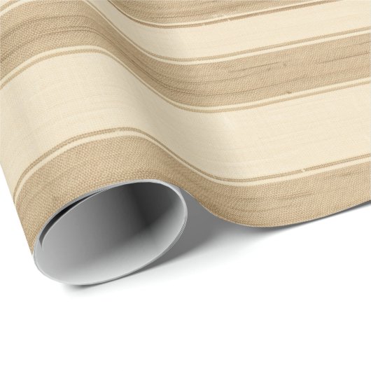 Westerne Boerderij Cream Stripes Verjaardag Cadeaupapier (Rol Hoek)