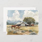 Westerne boerenschuur met paarden briefkaart (Voorkant / Achterkant)