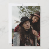 Westerne Boheemse Bloemen Koe Schedel Foto Bruilof Kaart (Achterkant)