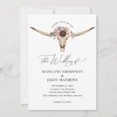 Westerne Bohemen Floral Koe Skull Wedding Kaart (Voorkant)