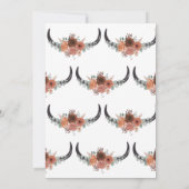 Westerne Bohemen Floral Koe Skull Wedding Kaart (Achterkant)