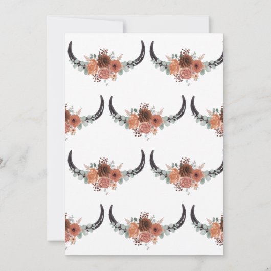 Westerne Bohemen Floral Koe Skull Wedding Kaart (Achterkant)
