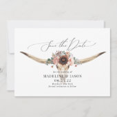 Westerne Bohemen Floral Koe Skull Wedding Save The Date (Voorkant)