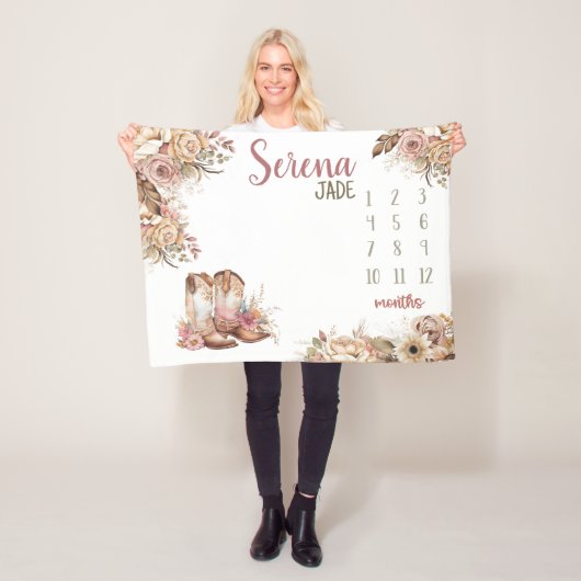 WESTERNE BOHO Baby Meisje Milestone Deken, Bloemen Fleece Deken (In situ)