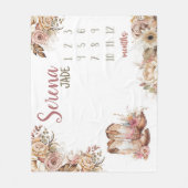 WESTERNE BOHO Baby Meisje Milestone Deken, Bloemen Fleece Deken (Voorkant)