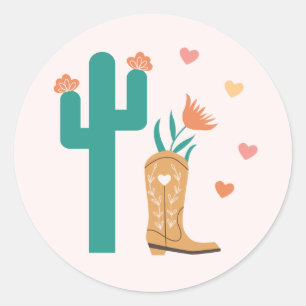 Westerne Boho Boot & Cactus Sticker