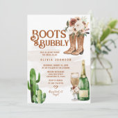 Westerne Boho Boots en Bubbly Vrijgezellenfeest Kaart (Staand voorkant)