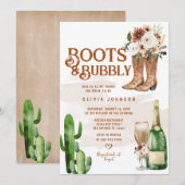 Westerne Boho Boots en Bubbly Vrijgezellenfeest Kaart (Voorkant / Achterkant)