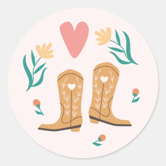 Westerne Boho Boots & Wildflower Sticker (Voorkant)