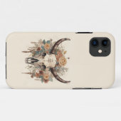 Westerne Boho Bull Skull Floral Case-Mate iPhone Case (Achterkant (horizontaal))