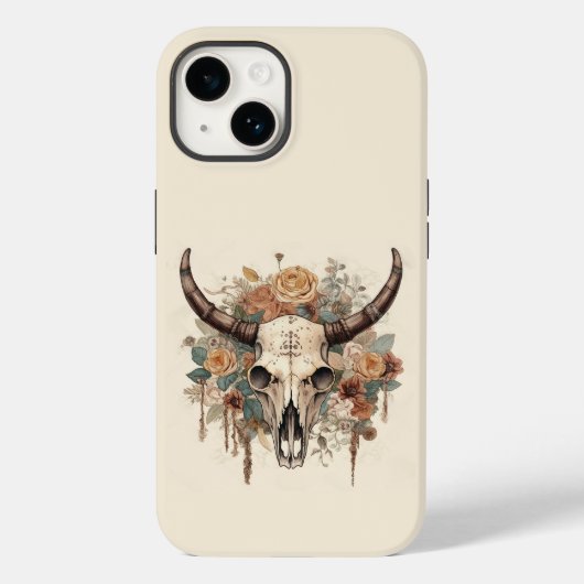 Westerne Boho Bull Skull Floral Case-Mate iPhone Case (Achterkant)