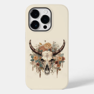 Westerne Boho Bull Skull Floral Case-Mate iPhone 14 Pro Hoesje