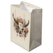 Westerne Boho Bull Skull Floral-ontkoppeling Medium Cadeauzakje (Achterkant Gekanteld)