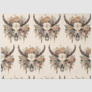 Westerne Boho Bull Skull Floral-ontkoppeling Tissuepapier