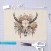 Westerne Boho Bull Skull Floral-ontkoppeling Tissuepapier (Craft)
