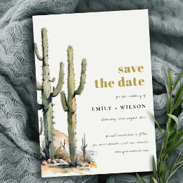 Westerne Boho Cacti woestijn Waterverf Landschap Save The Date