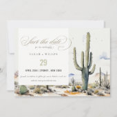 Westerne Boho Cactus woestijn Waterverf Landschap Save The Date (Voorkant)