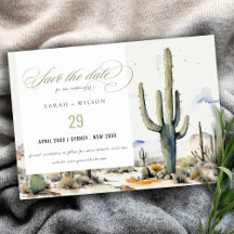 Westerne Boho Cactus woestijn Waterverf Landschap