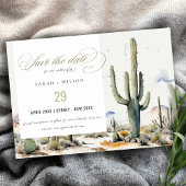 Westerne Boho Cactus woestijn Waterverf Landschap Save The Date