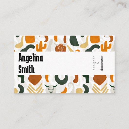 Westerne boho cowboy woestijn schedel cactus visitekaartje (Voorkant)