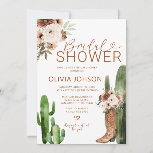 Westerne Boho Cowgirl Boots Floral Vrijgezellenfee Kaart (Voorkant)