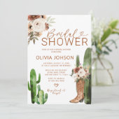 Westerne Boho Cowgirl Boots Floral Vrijgezellenfee Kaart (Staand voorkant)