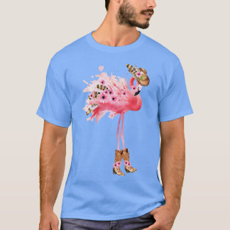 Westerne Boho Cowgirl Flamingo Print VNeck T-shirt