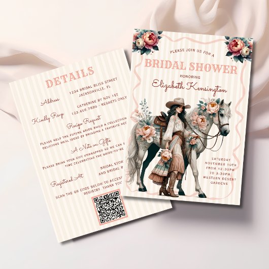 Westerne Boho Cowgirl Horse Floral Vrijgezellenfee Kaart