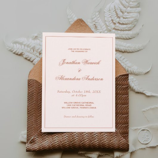 Westerne Boho Cream en Terracotta Bruiloft Kaart